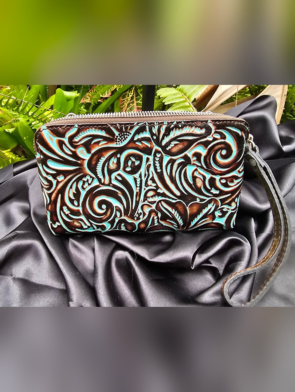 Patricia Nash Melissana Tooled Turquoise Clutch Pouch